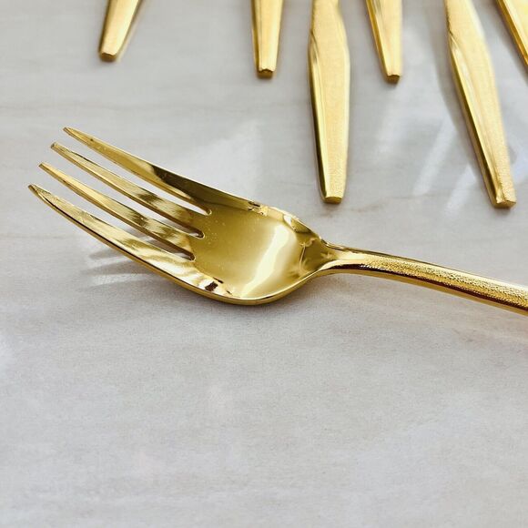 8pc Florentine FLR1 Gold Electroplated Flatware Salad Fork 6 7/8 in - Picture 5 of 6